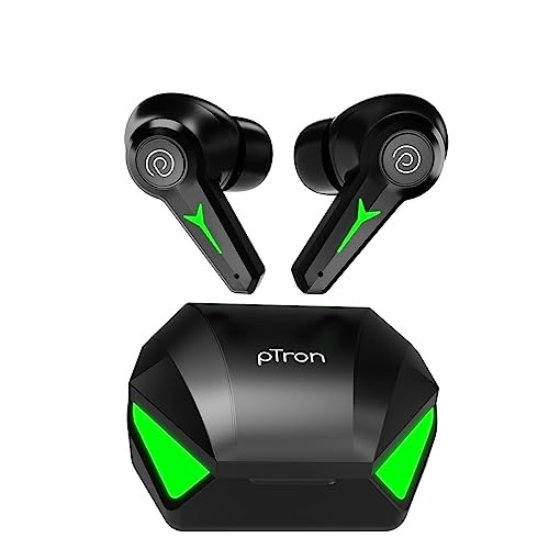 PTron Newly Launched PlayBuds 2 TruTalk AI-ENC HD Calls in-Ear TWS Earbuds, 40ms Game/Music Modes, 45Hrs Playtime, Bluetooth 5.3 Headphones, Type-C Fast Charging & IPX5 Water-Resistant (Black)